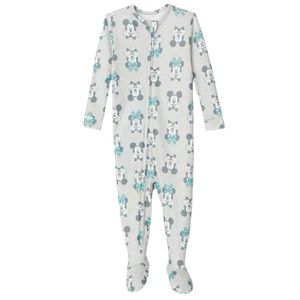 DISNEY BABY Mickey Minnie Gray Sleeper Sleep Suit Sz  9 Months 9M